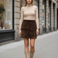 Minigonna Monica faux fur color marron glacé