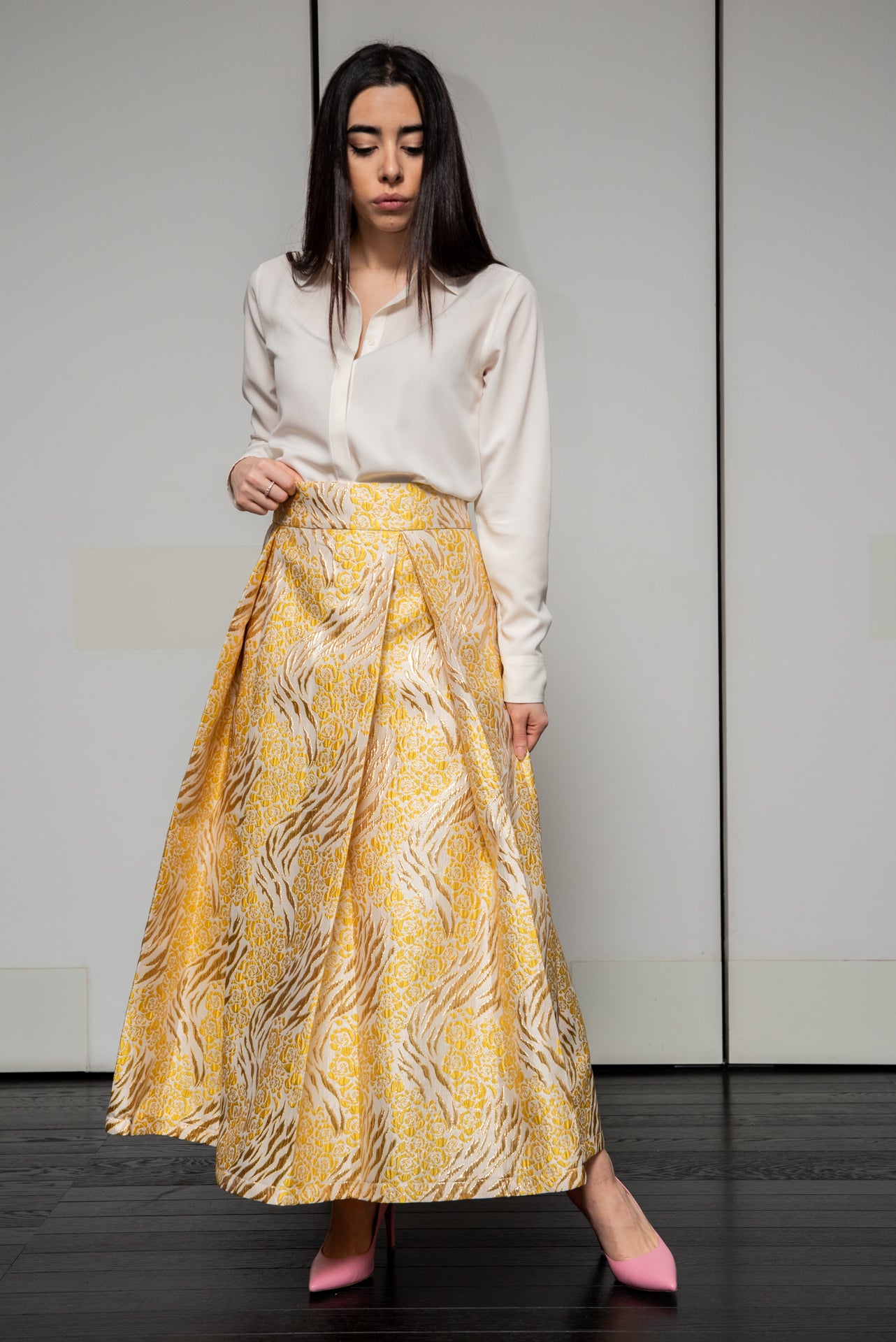 Gonna Robi  Broccato giallo limone