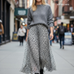 Gonna Malu’ Chiffon grigio chiaro leopardo