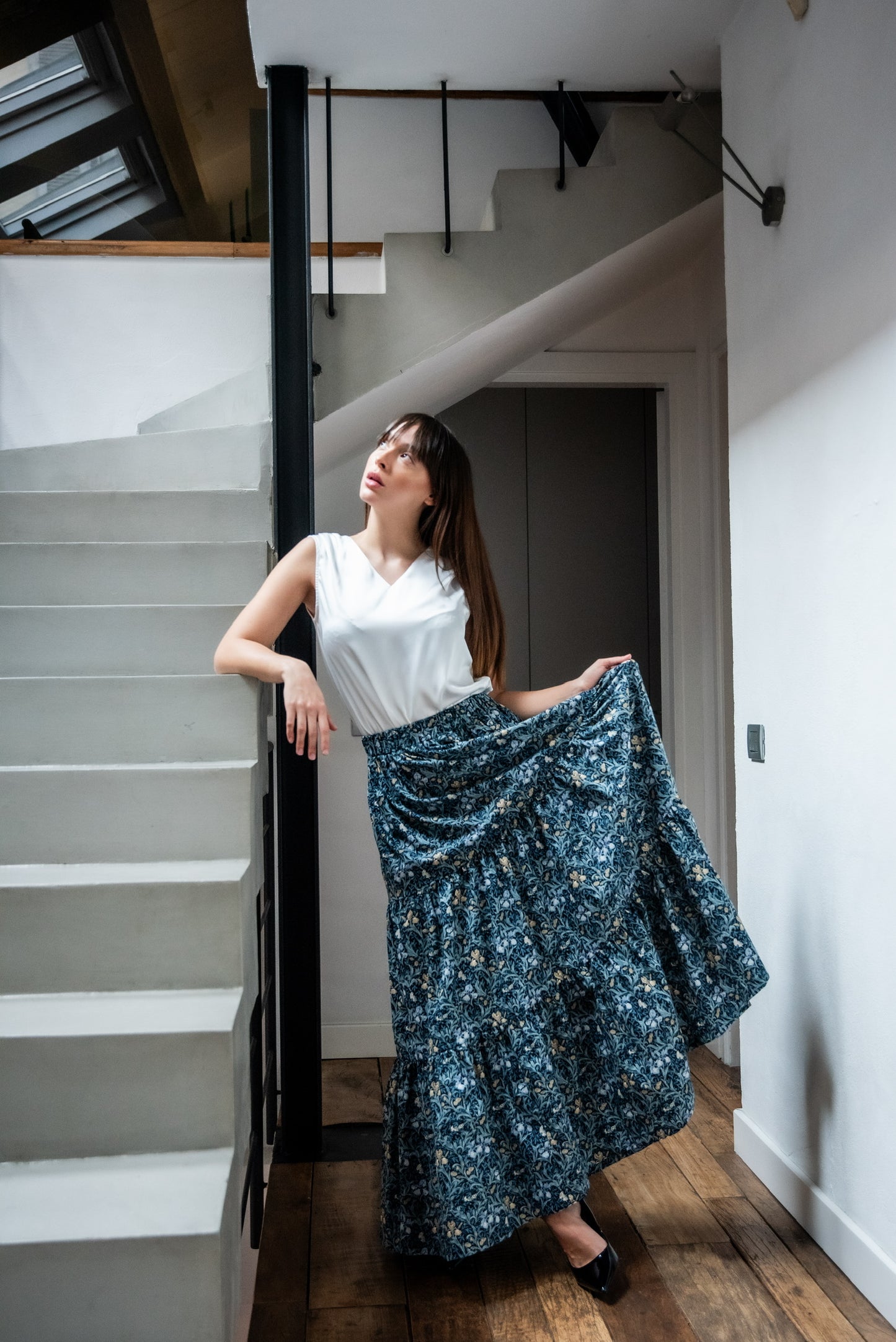 Gonna Franci Cotone Liberty Blu