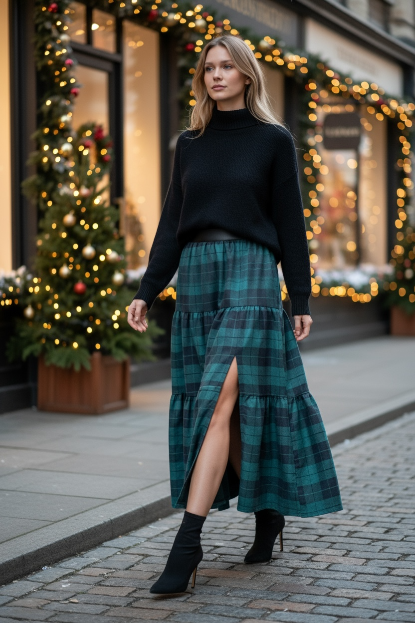 Gonna Franci Scacchi Verdi e Neri