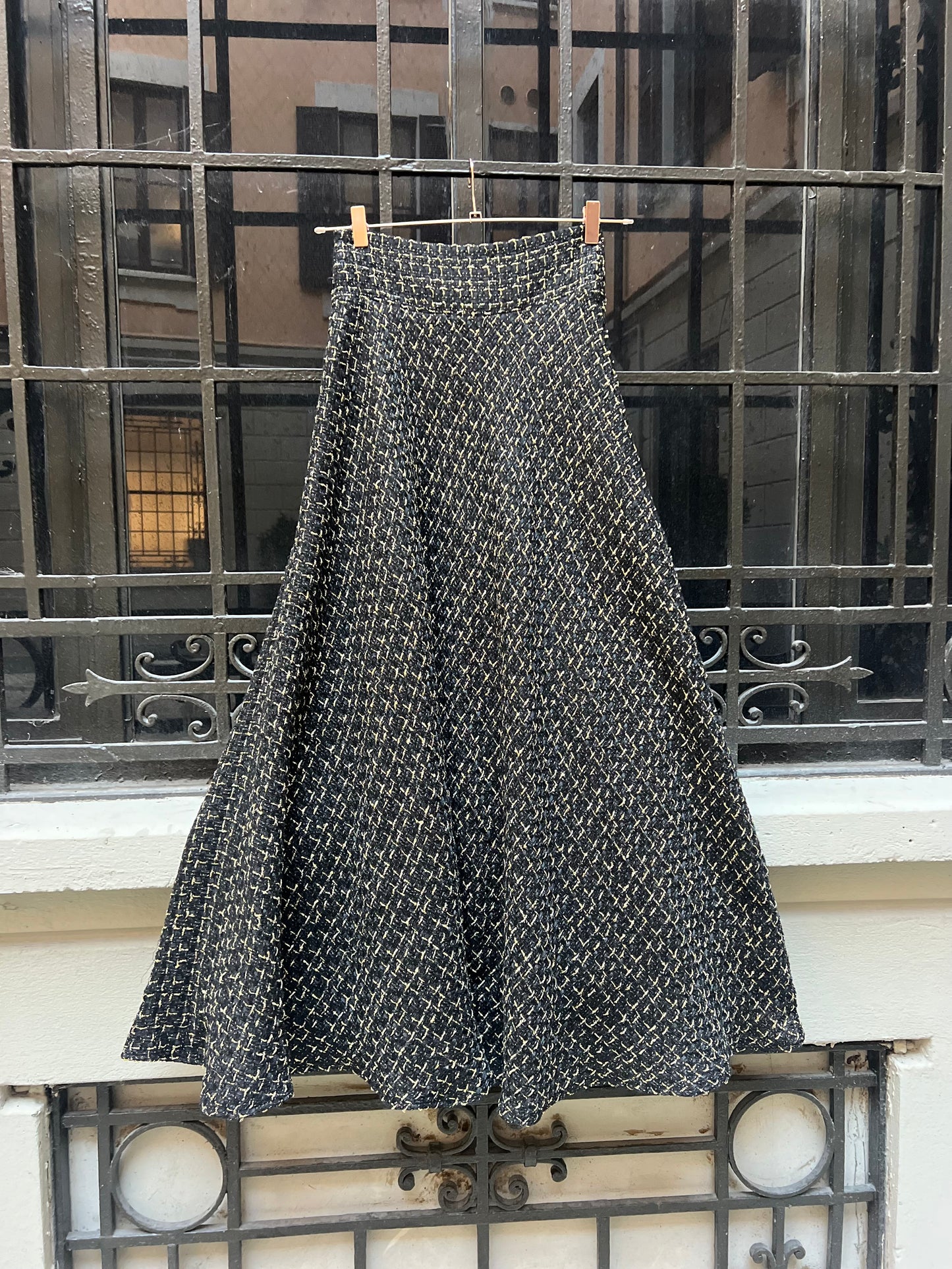 Gonna Valentina Tweed Nero e Oro