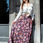 Gonna Malu’ Chiffon nero con fiori