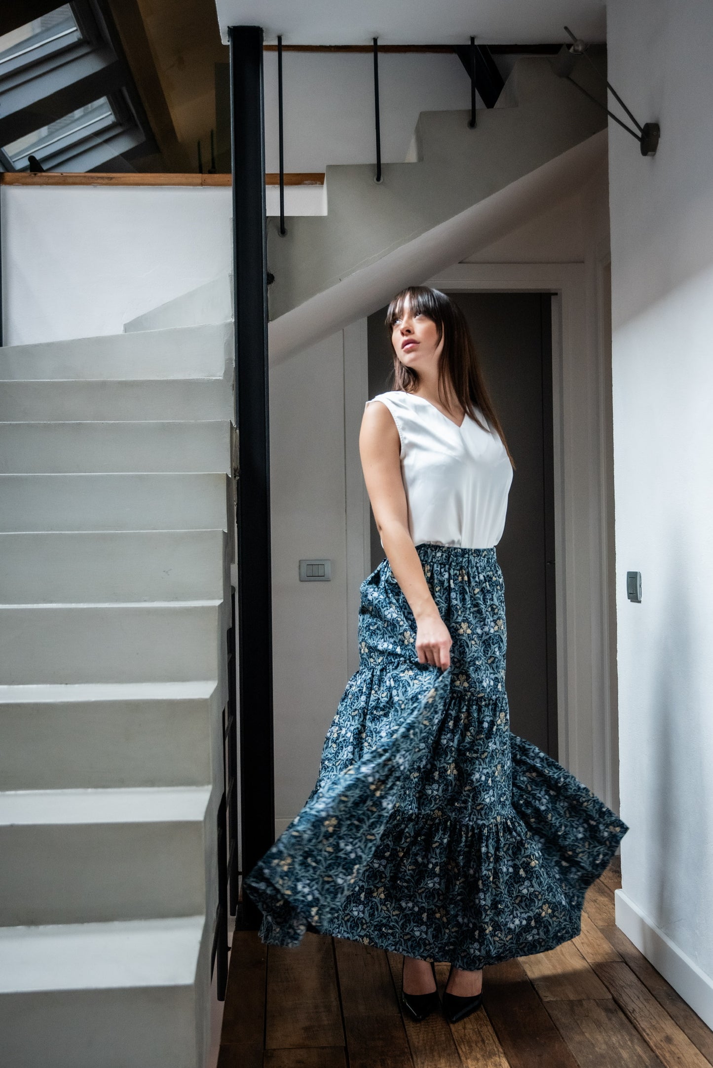 Gonna Franci Cotone Liberty Blu