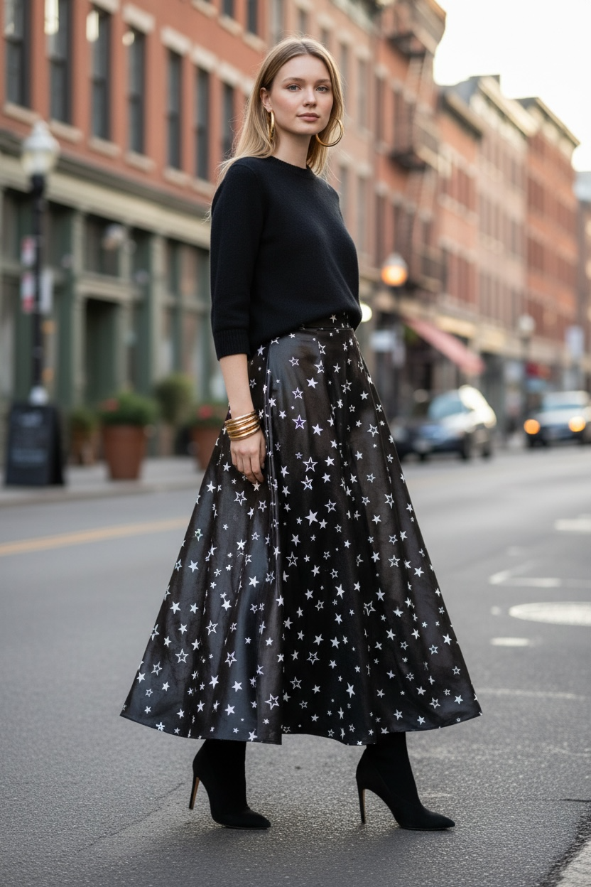 Gonna Malu’ in satin blu motivo stelle