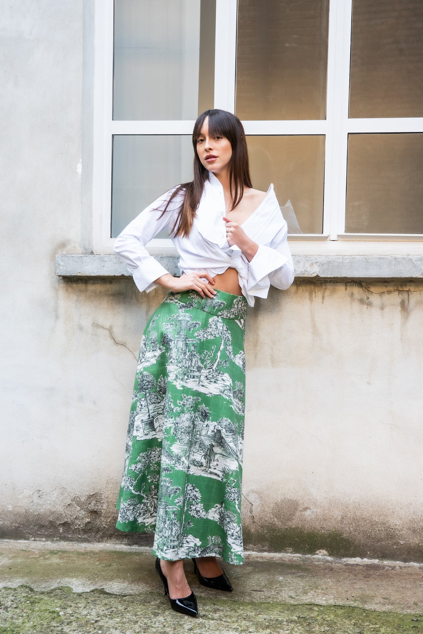Gonna Toile de Jouy Valentina Verde