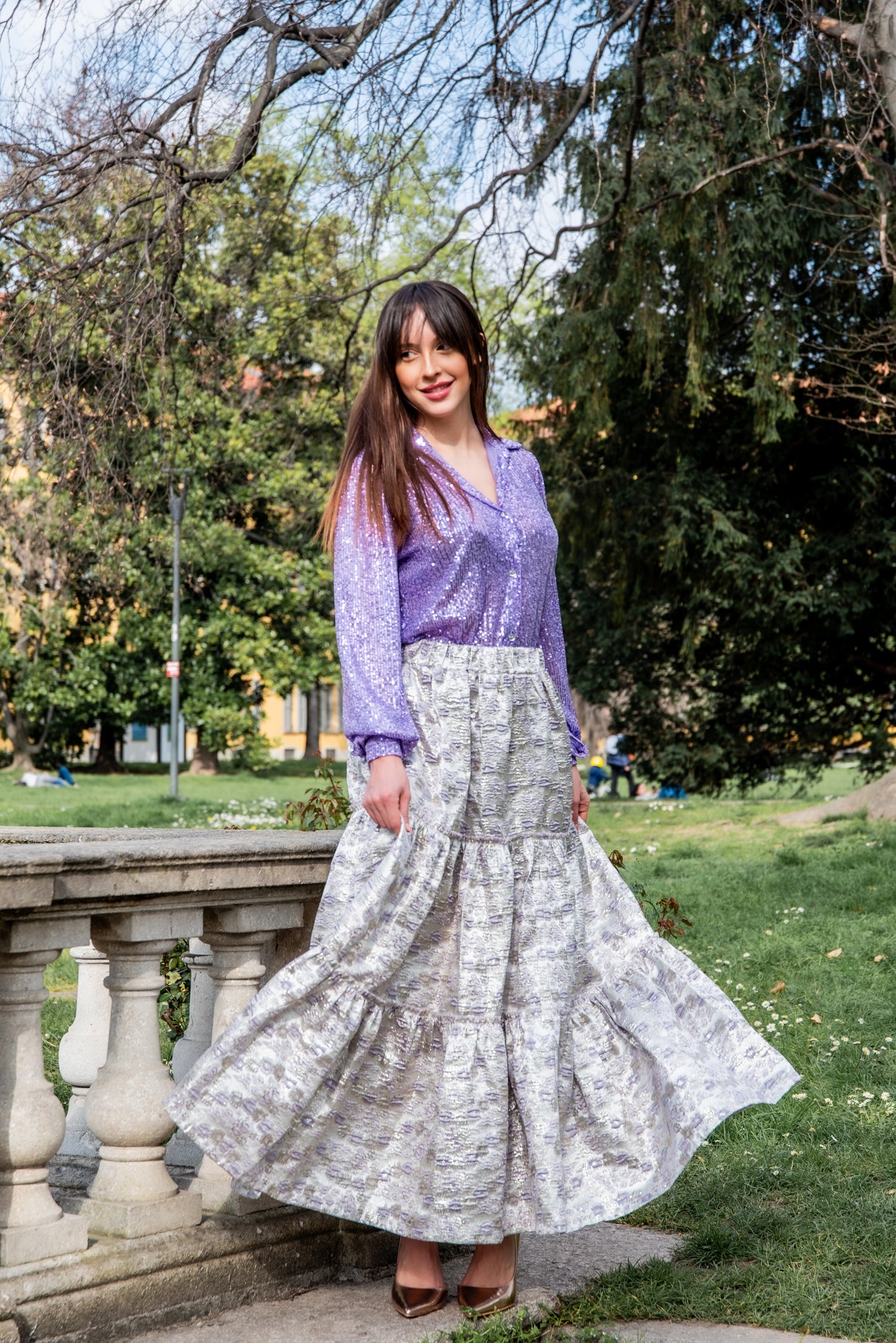 Gonna Franci  Broccato argento