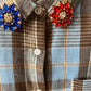 Camicia Azzurra Quadri Marroni e fiori