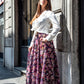 Gonna Malu’ Chiffon nero con fiori