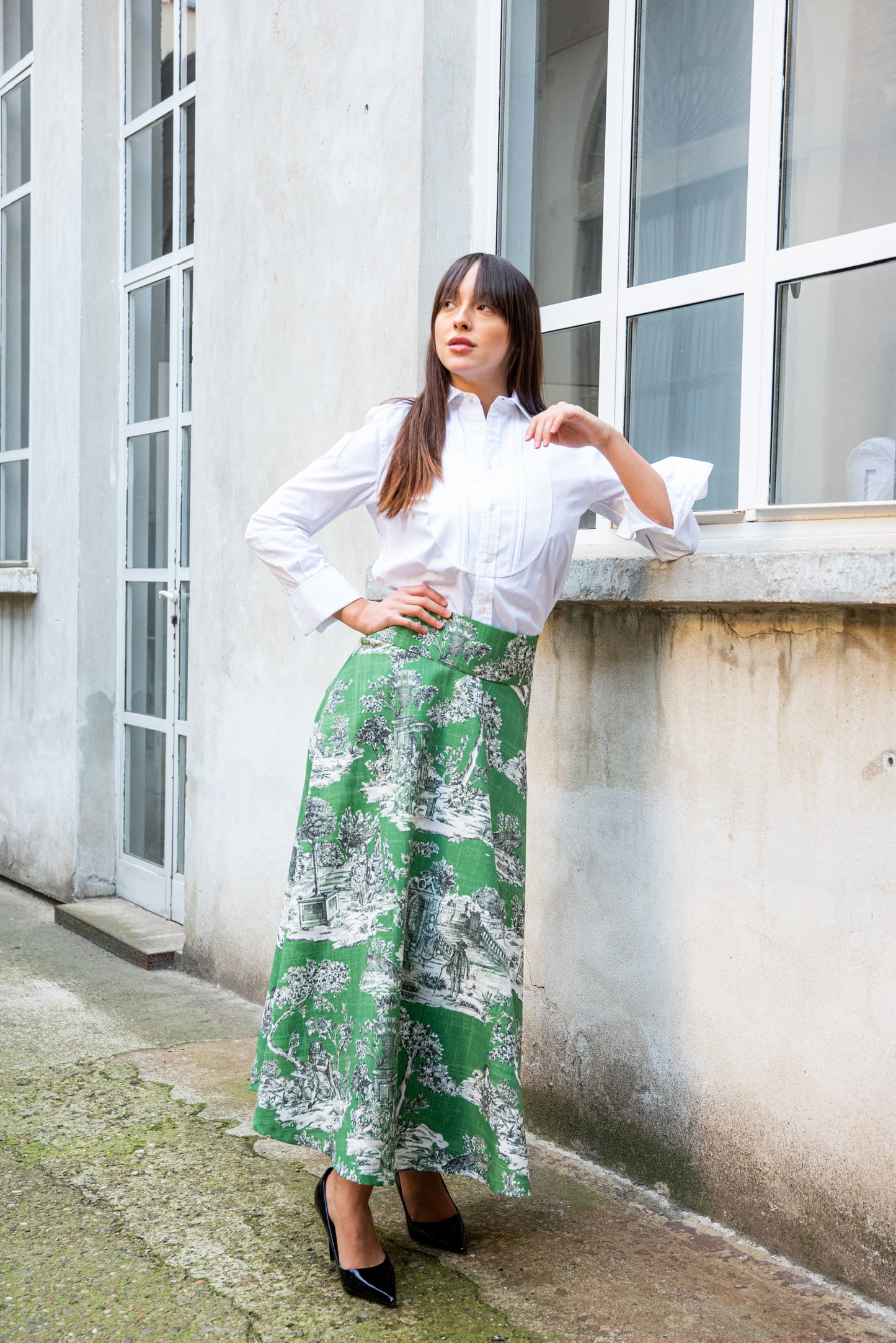 Gonna Toile de Jouy Valentina Verde