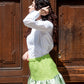 Gonna Kiki in tessuto JUTA con Balza in Broccato verde
