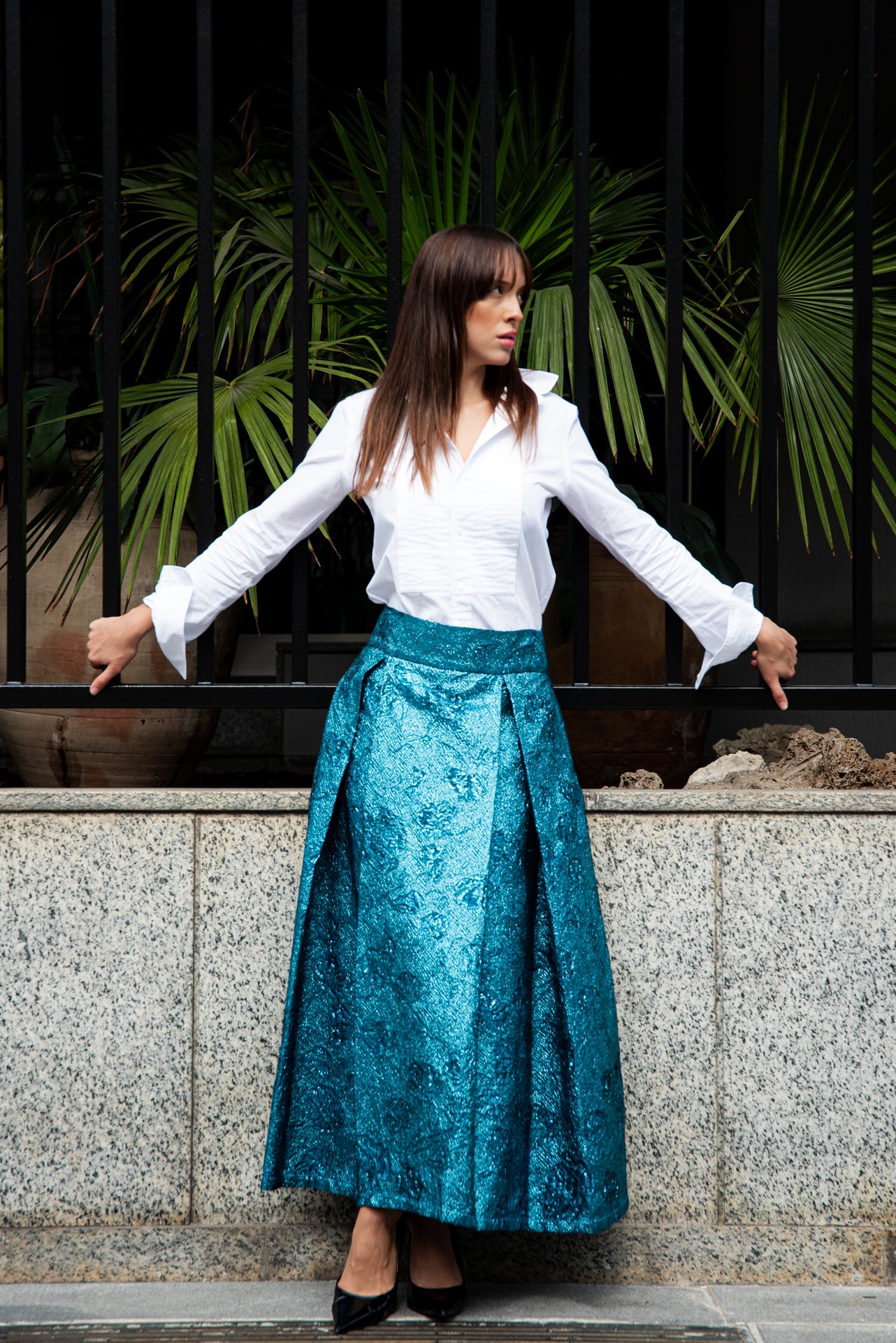 Gonna Robi  broccato ottanio