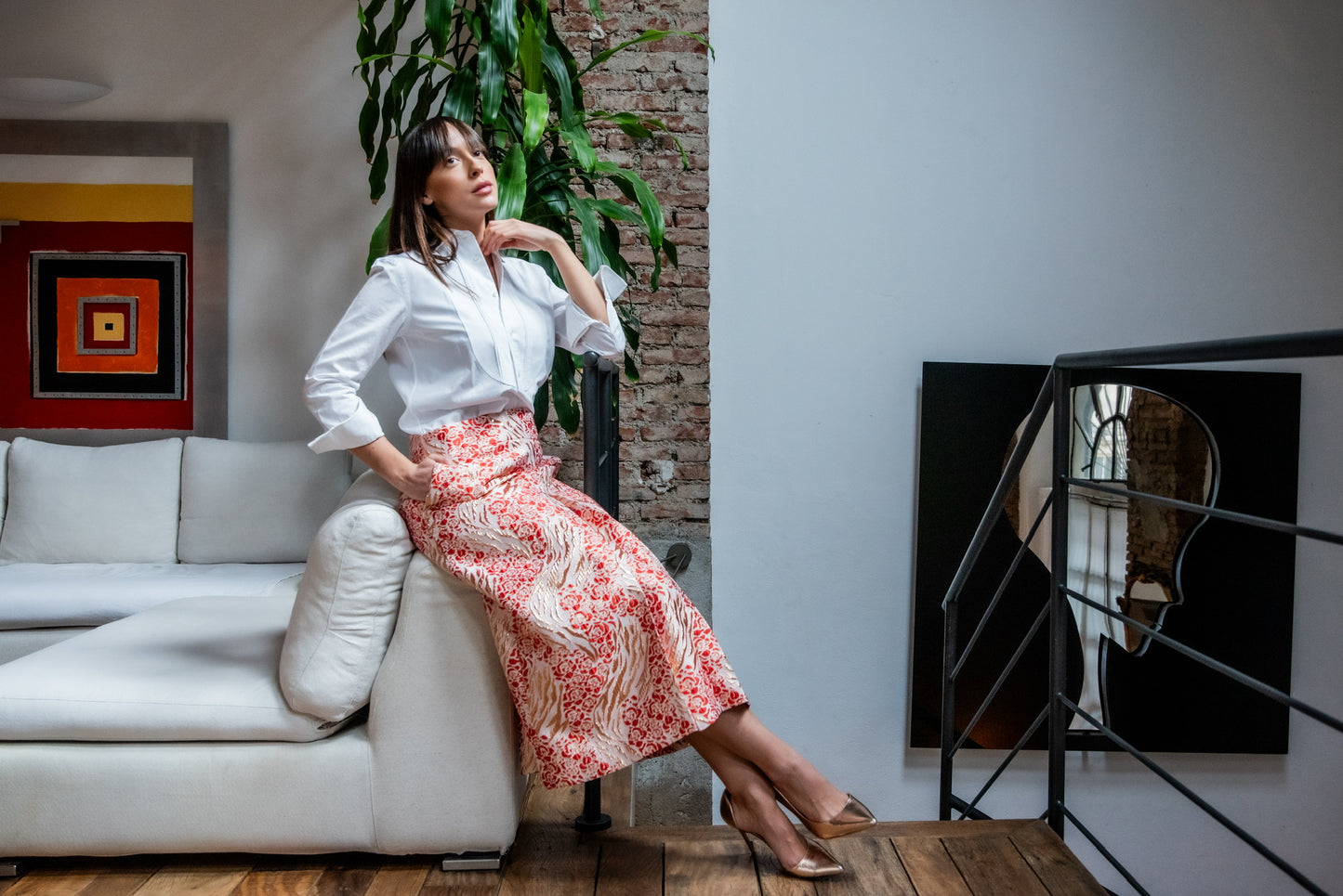 Gonna Alina Broccato Melograno