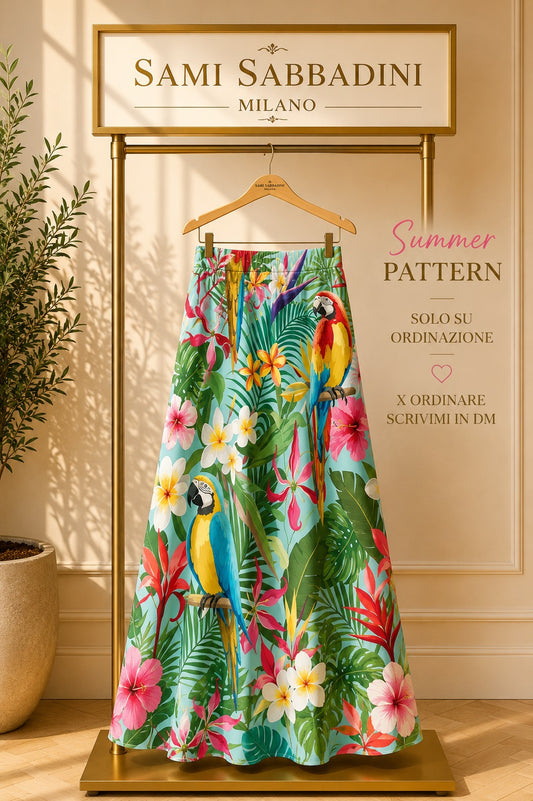 Gonna Malu’ raso di cotone Curvy PARROTS