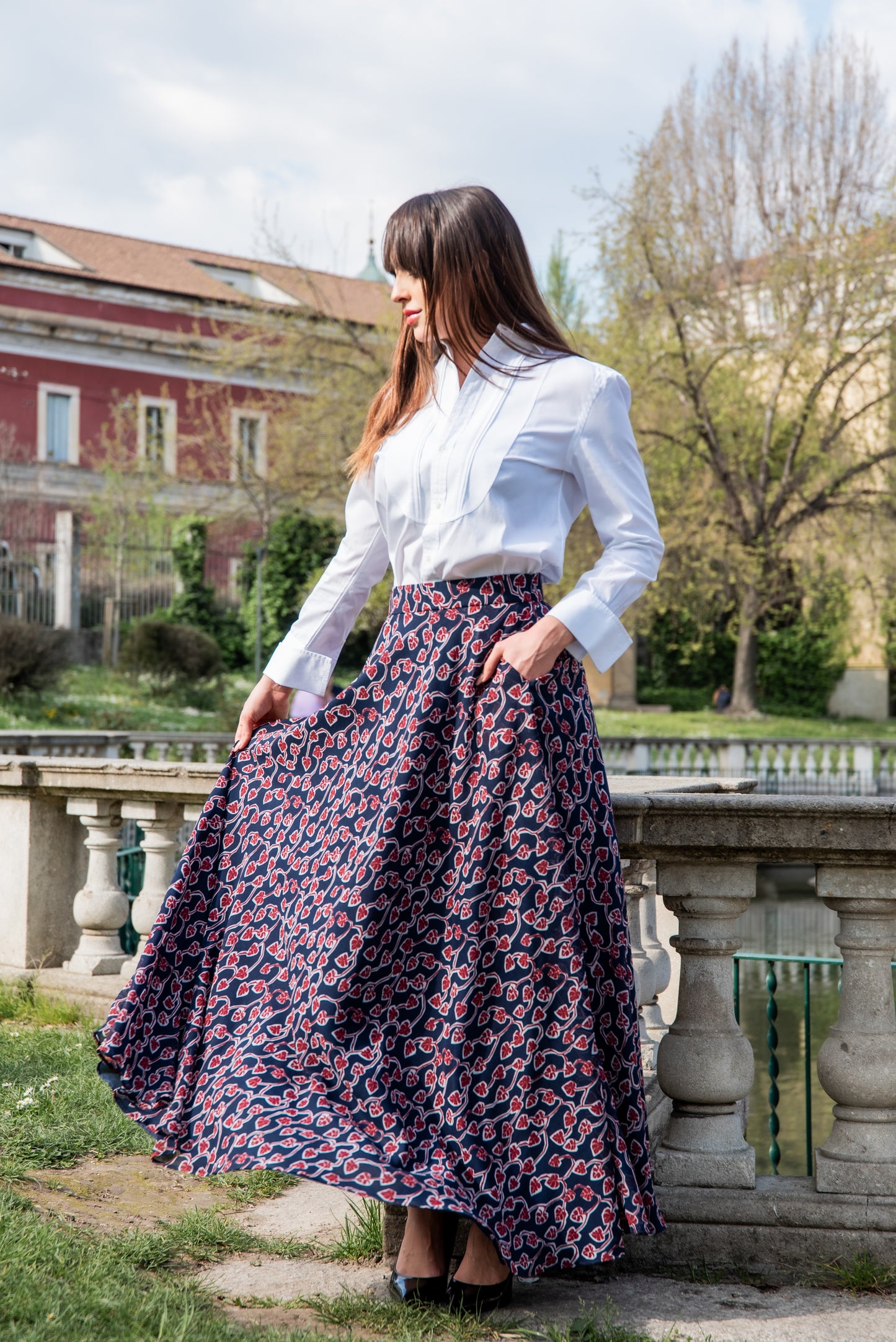 Gonna Malu’ Chiffon blu e bordeaux