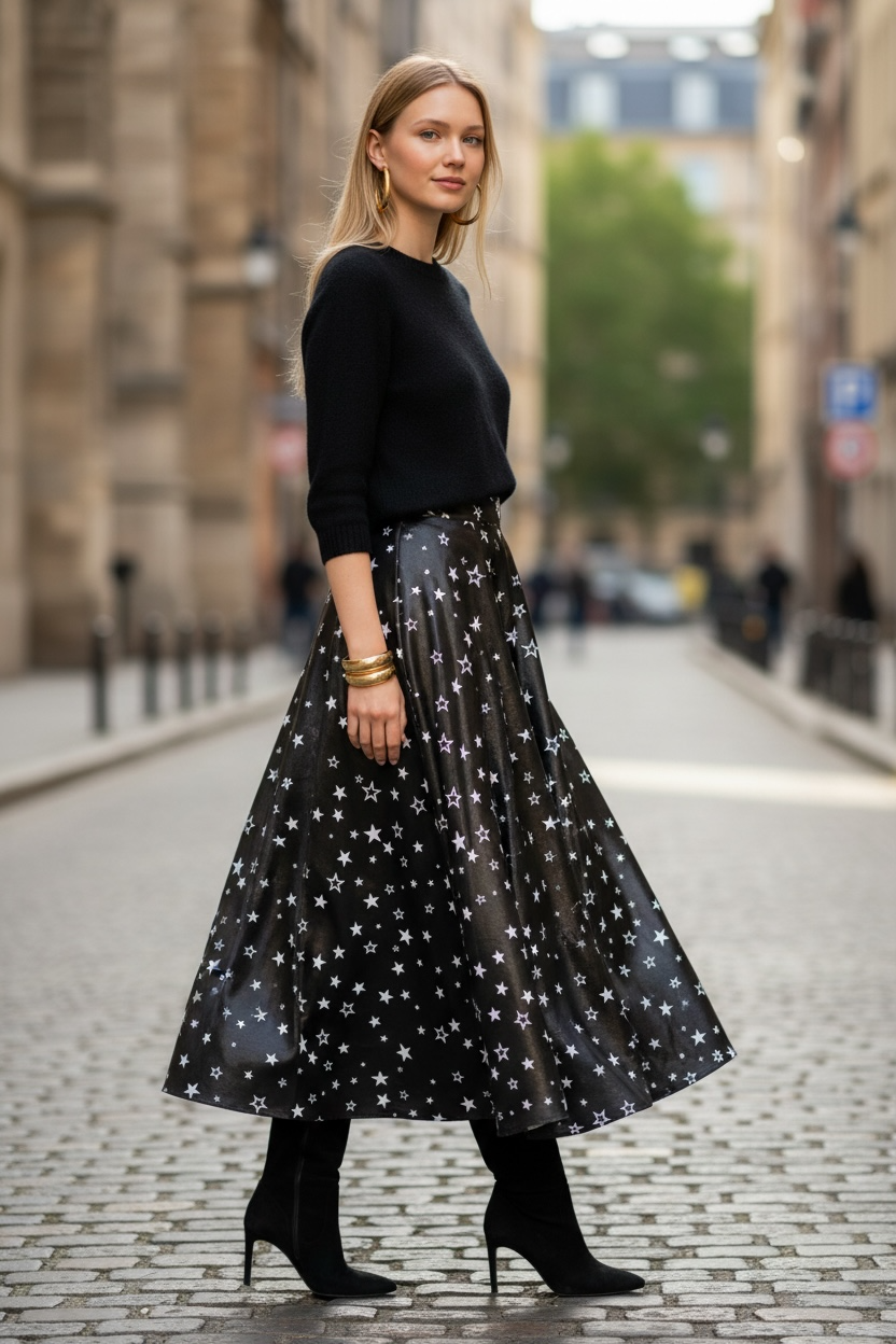 Gonna Malu’ in satin blu motivo stelle