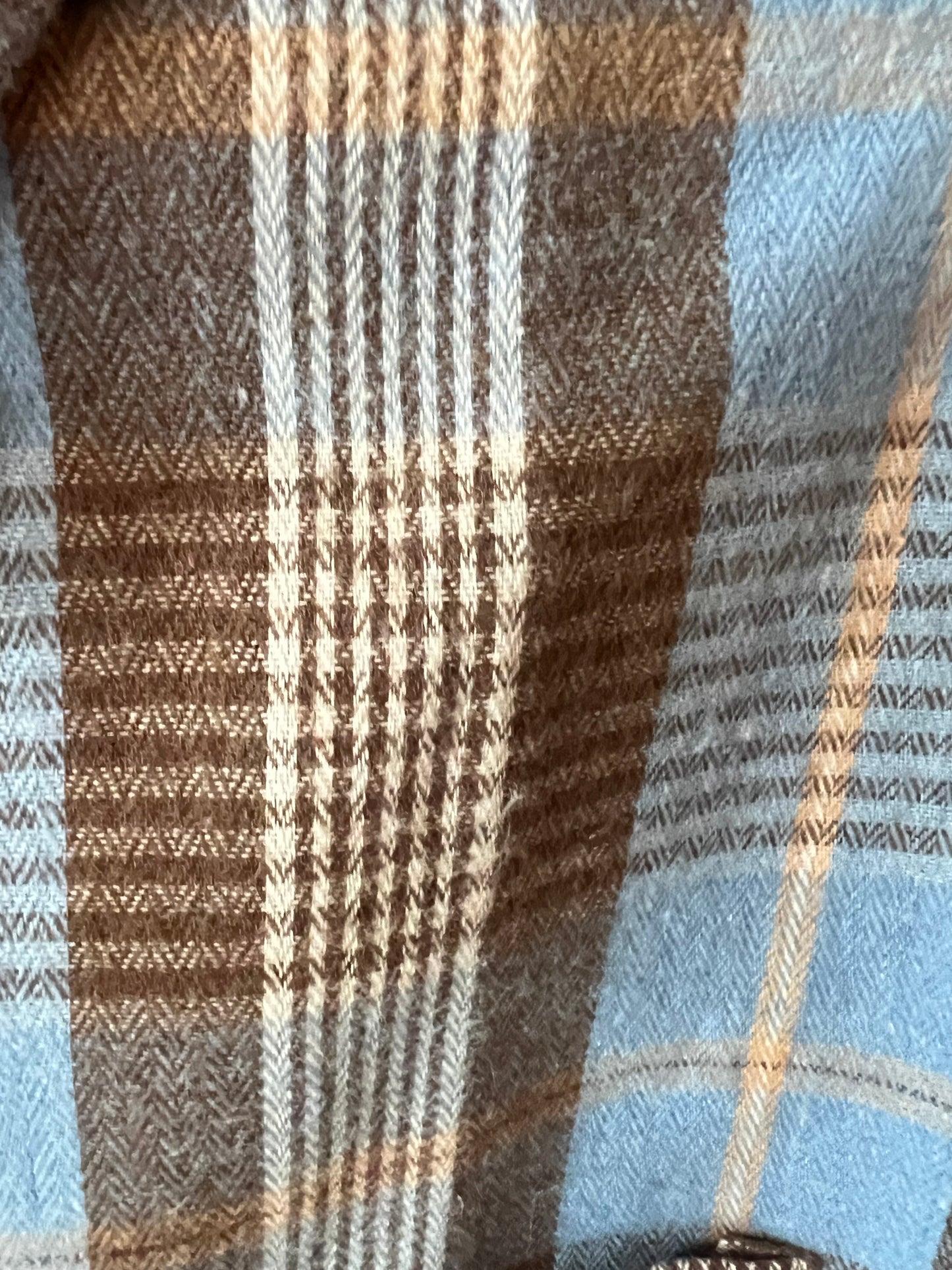 Camicia Azzurra Quadri Marroni e fiori