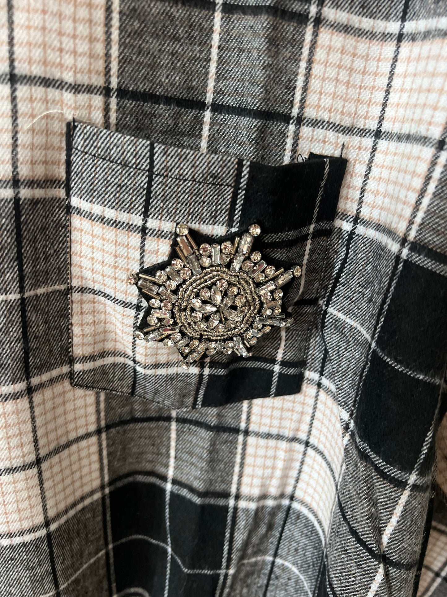 Camicia Bianca Quadri neri fiocco di neve