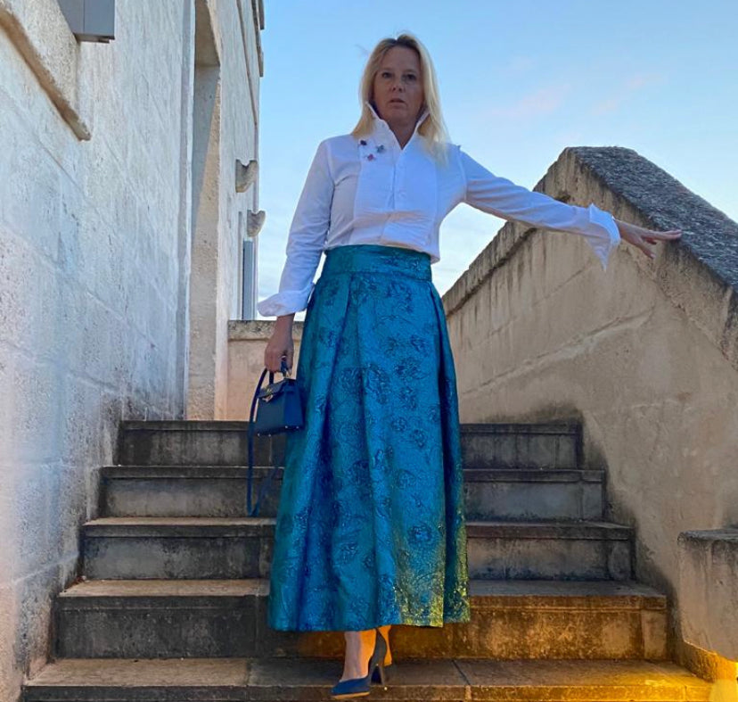 Gonna Robi  broccato ottanio