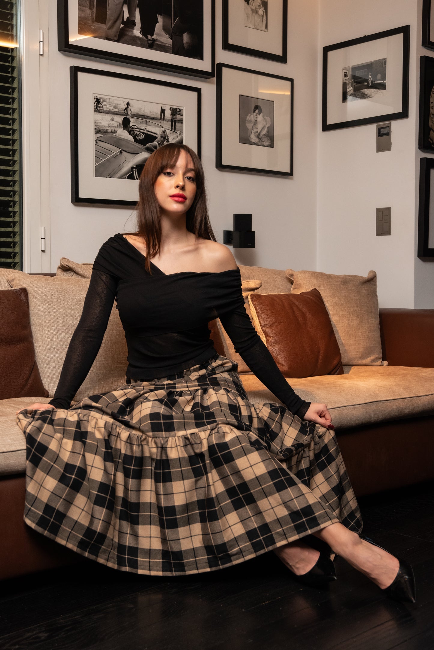 Gonna Franci Tartan Scacchi Beige