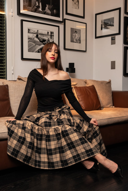 Gonna Franci Tartan Scacchi Beige