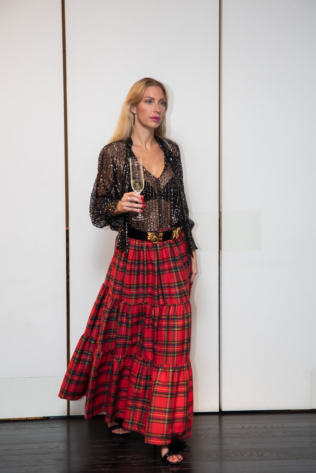 Gonna Franci Tartan Rosso