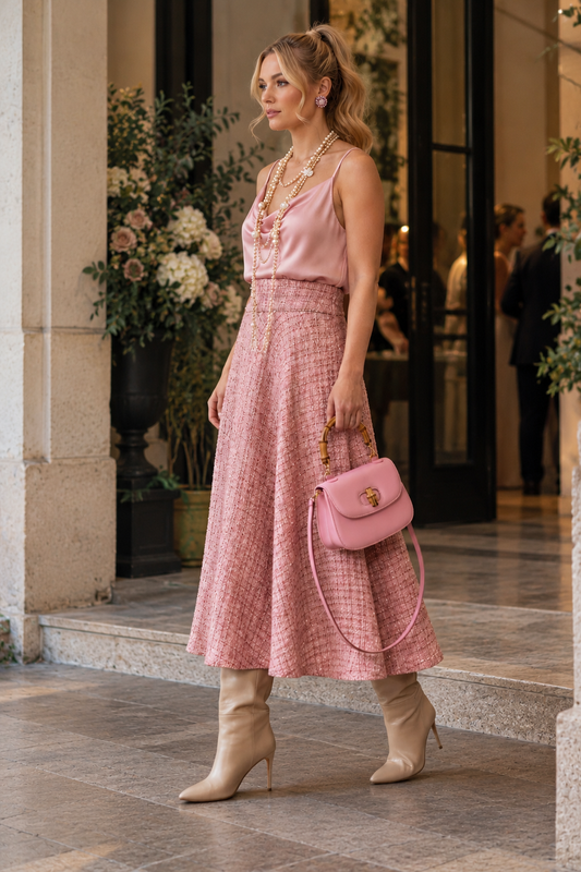 Gonna Valentina Tweed Rosa e Oro