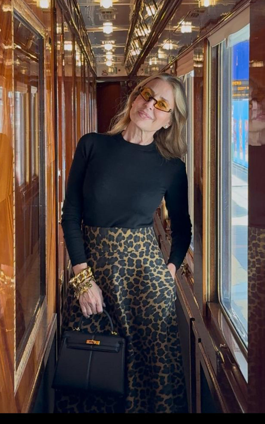 Gonna Valentina lunga in jeans Leopardo