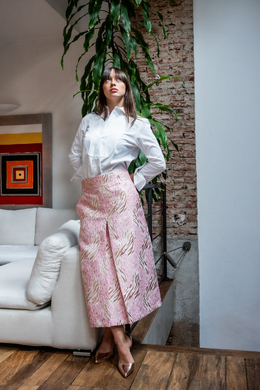 Gonna Alina Broccato Rosa