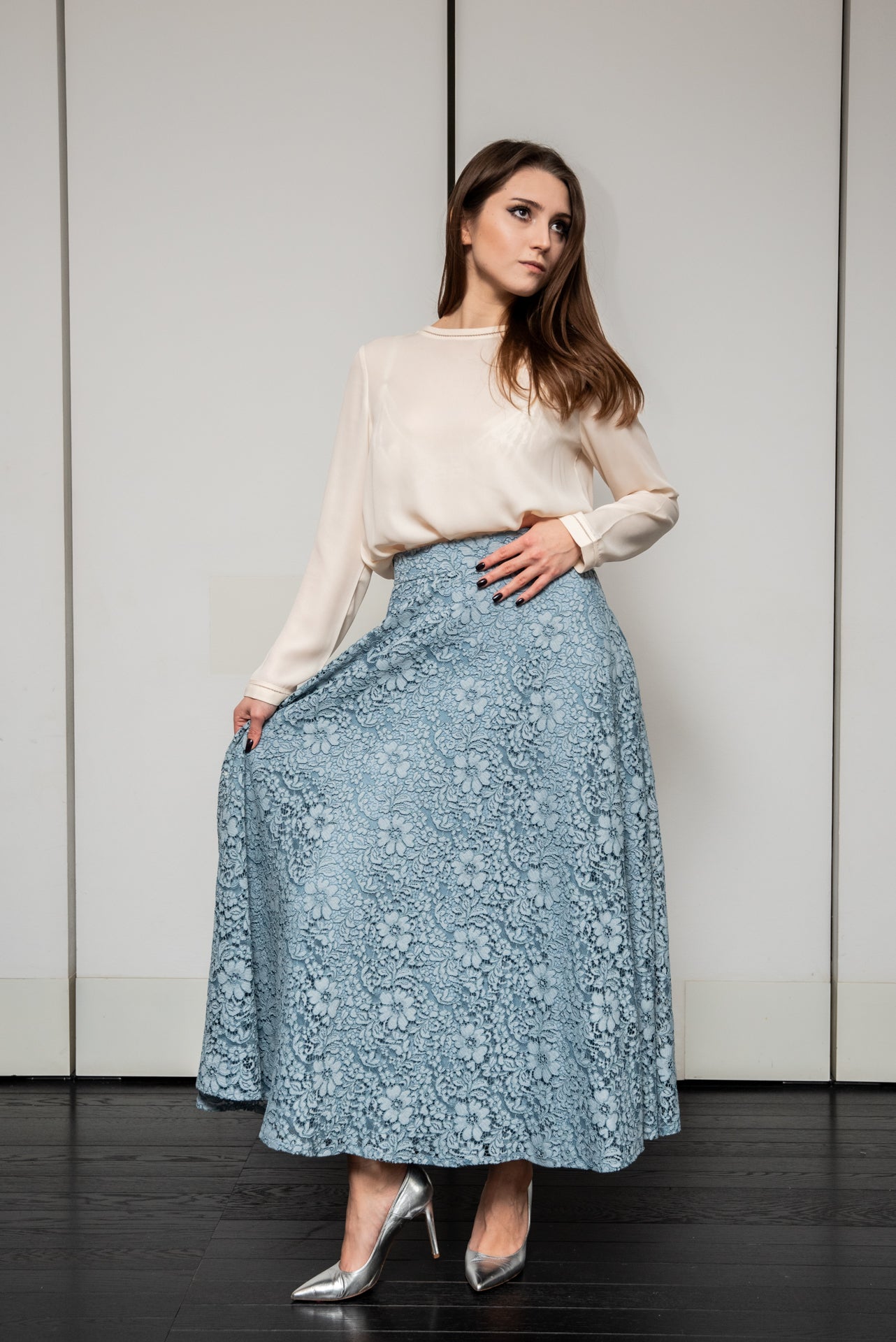 Gonna Valentina pizzo azzurro