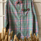 Camicia Verde quadri Rosa con Fiori