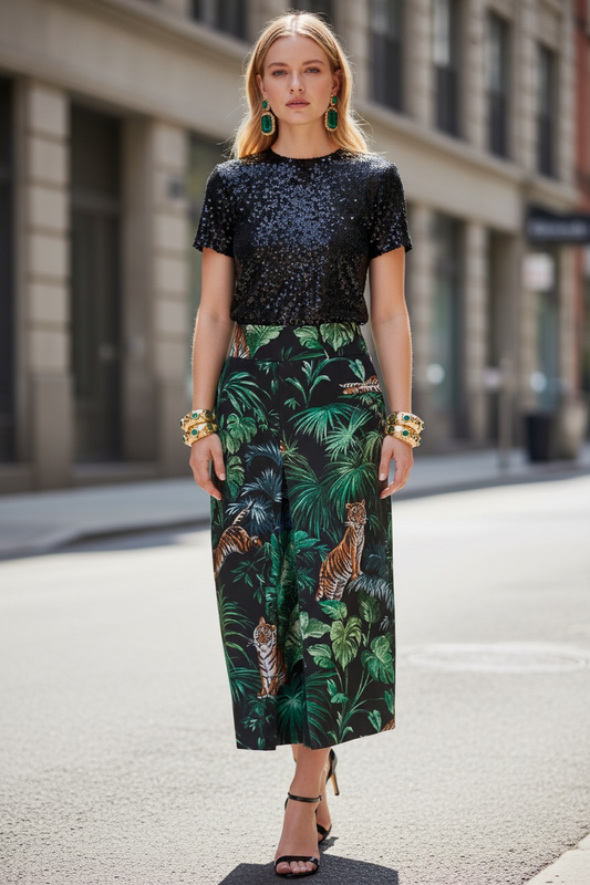 Gonna Sofia broccato con Jungle