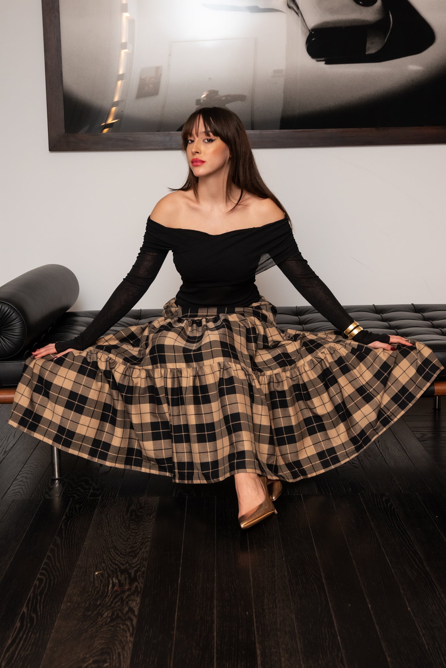 Gonna Franci Tartan Scacchi Beige