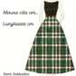 Gonna Valentina Tartan Tessuto Douchesse Verde e Nero
