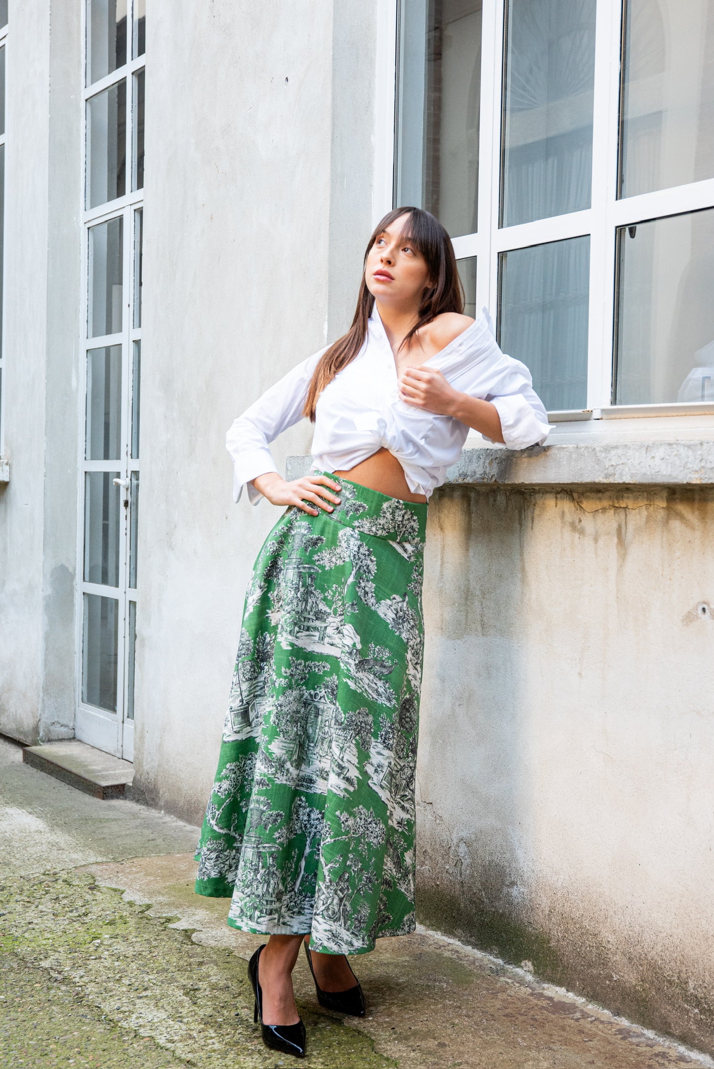 Gonna Toile de Jouy Valentina Verde