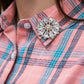 Camicia Rosa con colletto Fiori