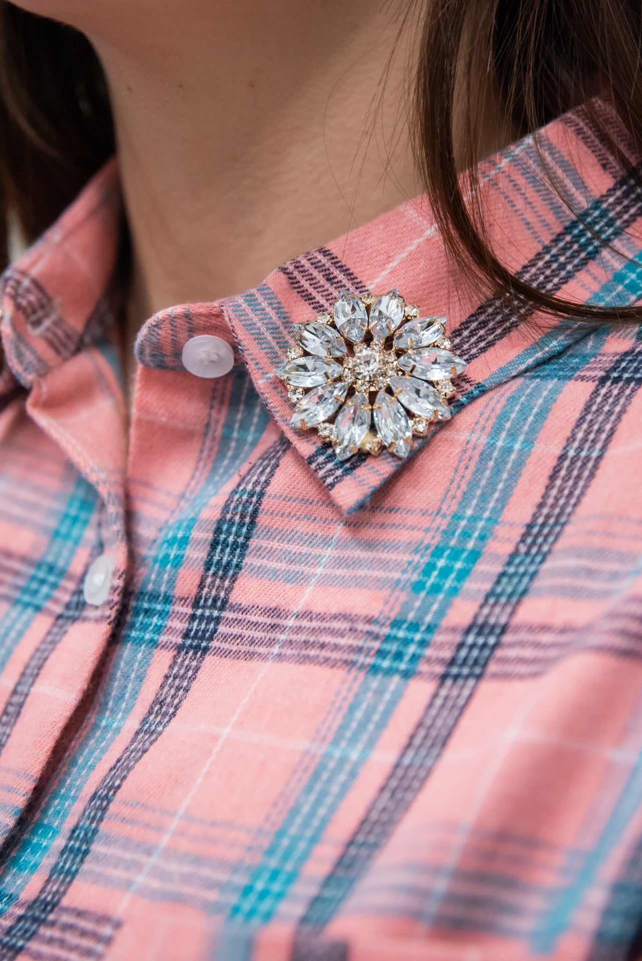 Camicia Rosa con colletto Fiori