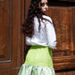 Gonna Kiki in tessuto JUTA con Balza in Broccato verde