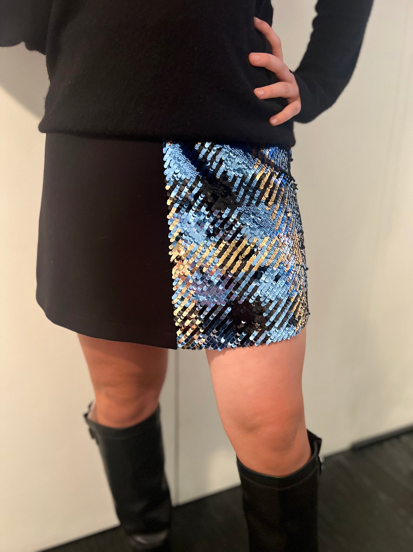 Gonna Monica Paillettes Turchesi a scacchi