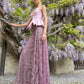 Gonna Valentina Paillettes e Cristalli LUXURY EDITION malva