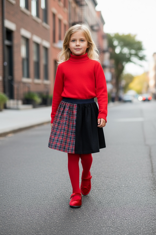 Gonna KIDS bicolore Duble velluto nero tartan