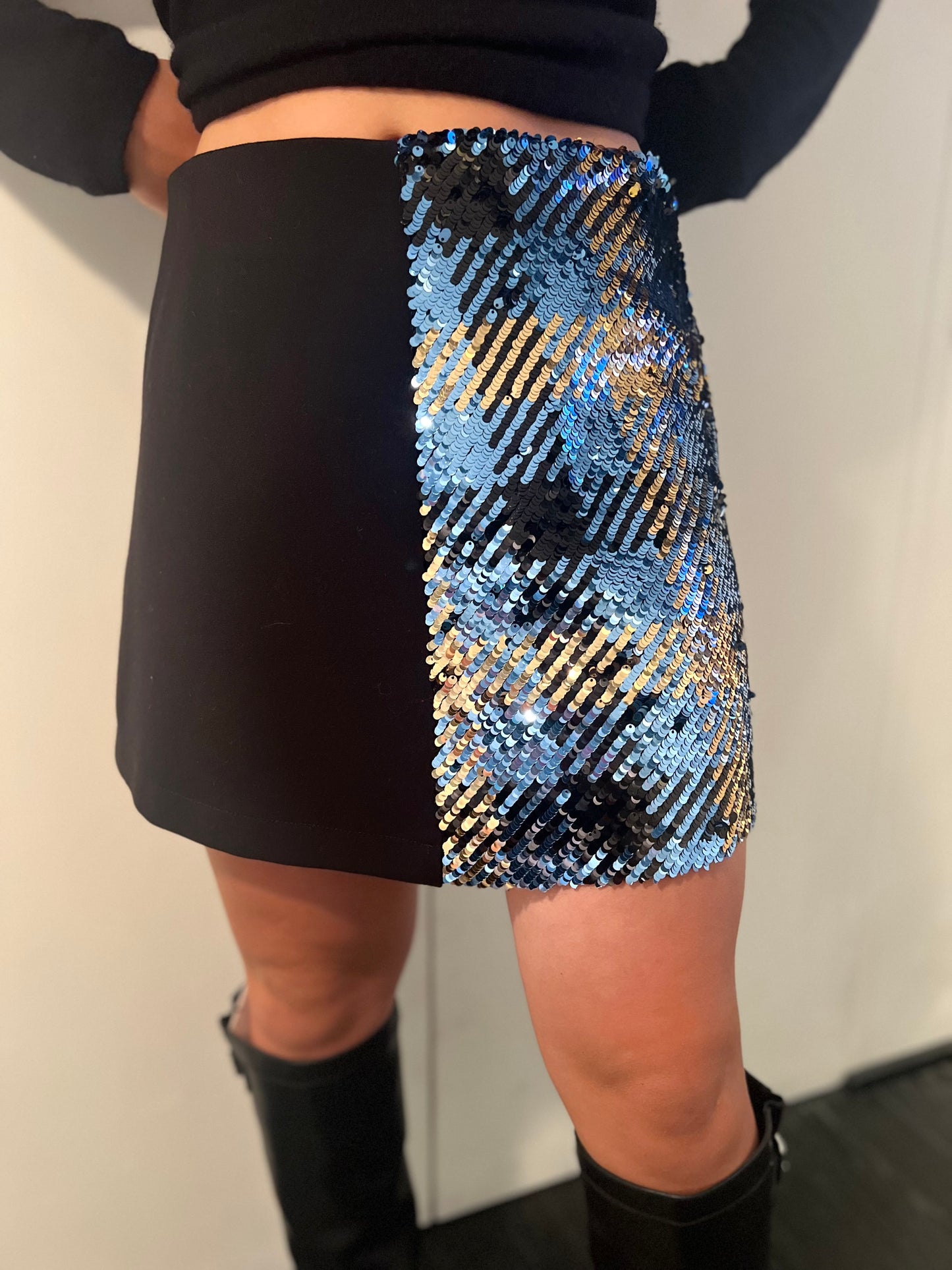 Gonna Monica Paillettes Turchesi a scacchi