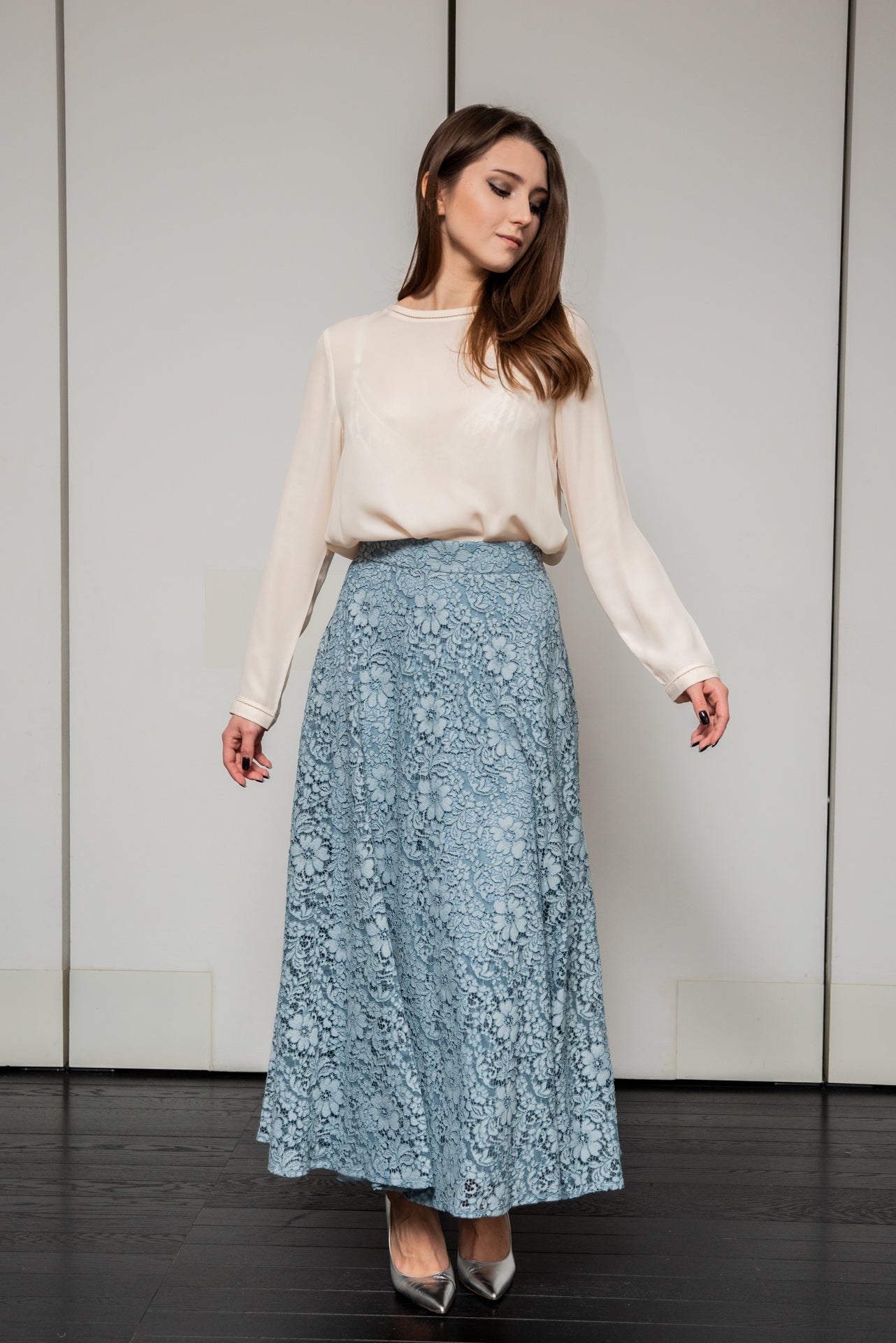 Gonna Valentina pizzo azzurro