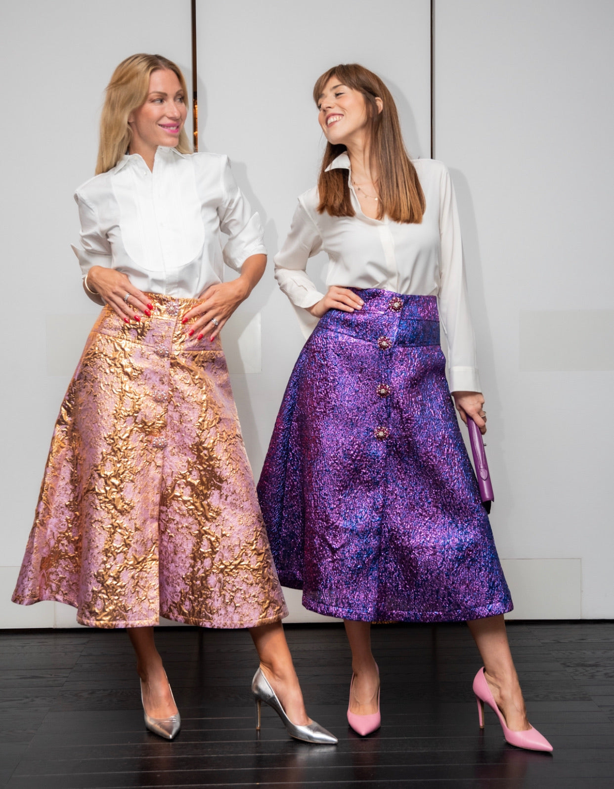 Gonna Letizia Broccato Viola