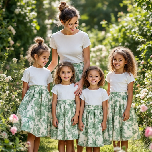 Gonna MINI ME Toile de Jouy verde