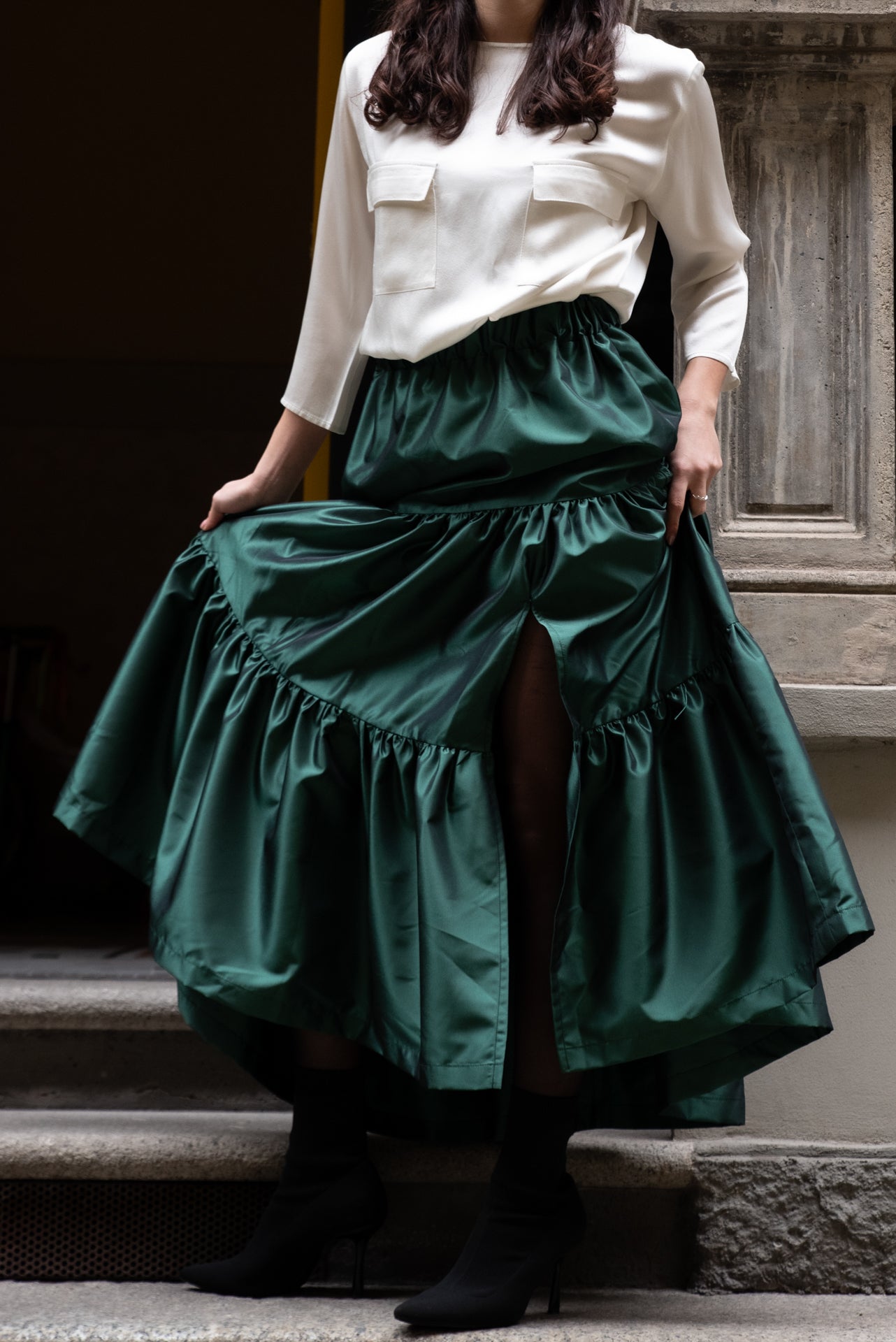 Gonna Franci Taffeta’ Nero