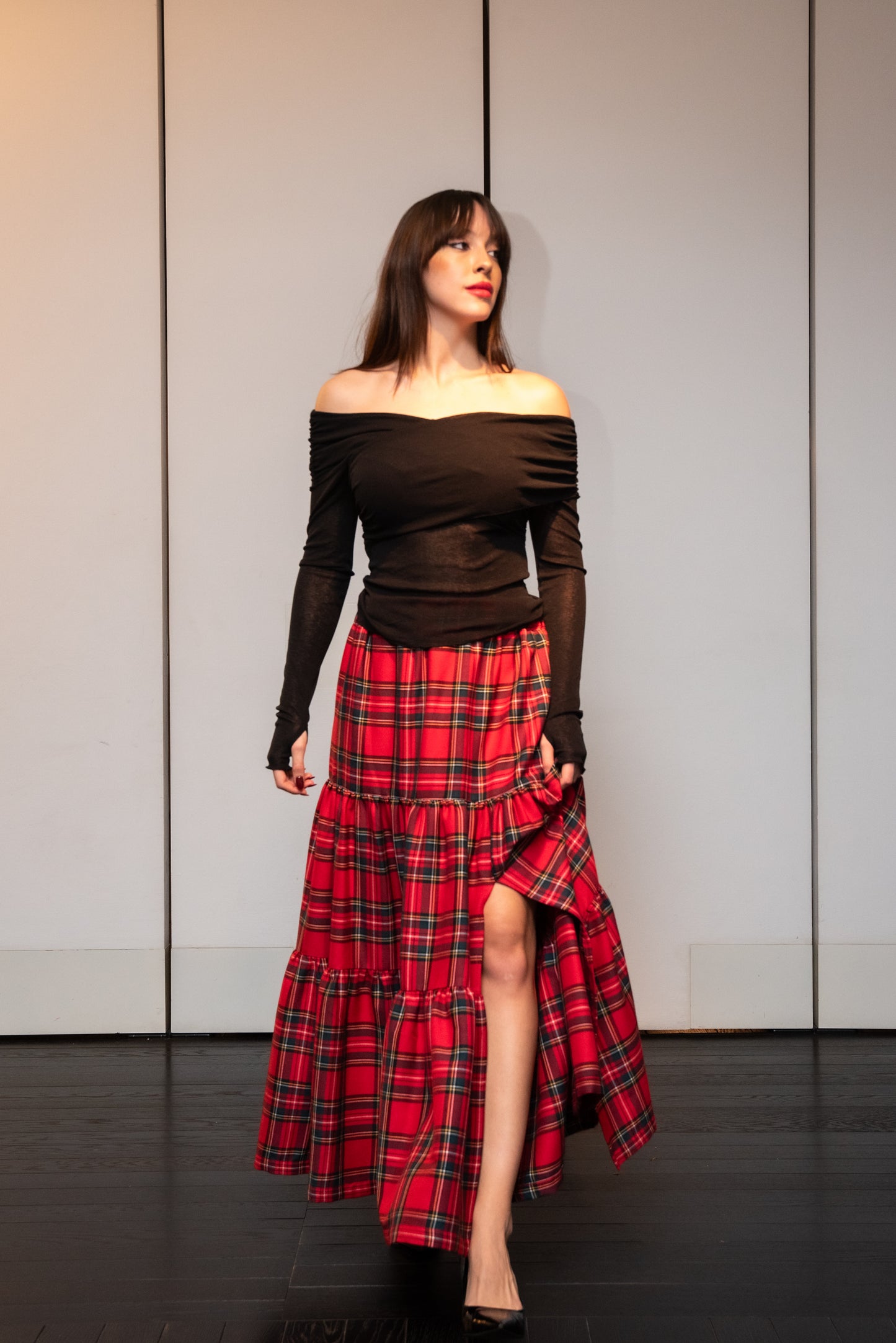 Gonna Franci Tartan Rosso