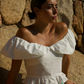 Top in Cotone con Volant e Spalle Scoperte