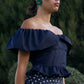 Top in Cotone con Volant e Spalle Scoperte