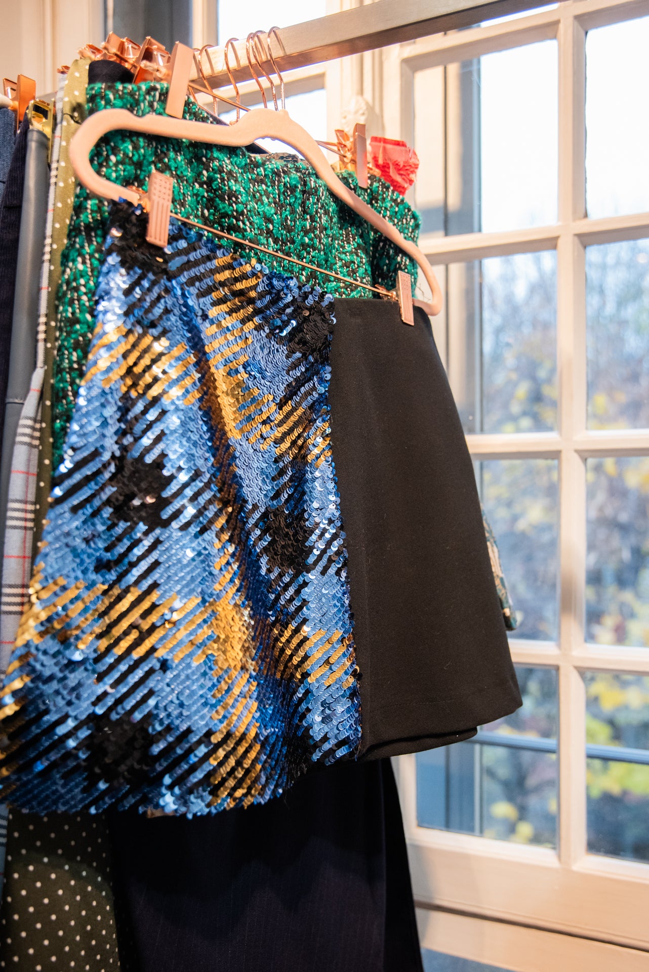 Gonna Monica Paillettes Turchesi a scacchi